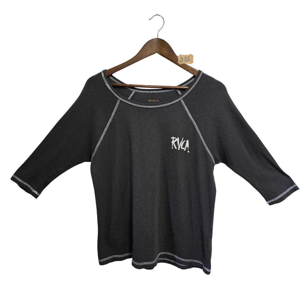 RVCA PM Tenore Artist Network Program 3/4 Sleeve Graphic T-Shirt‎ Grey Large